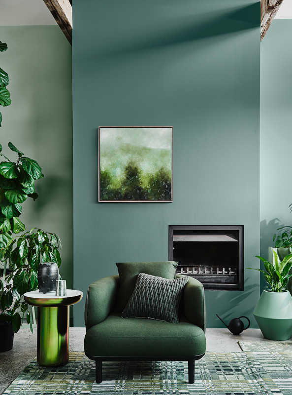 Salon pintado en color verde