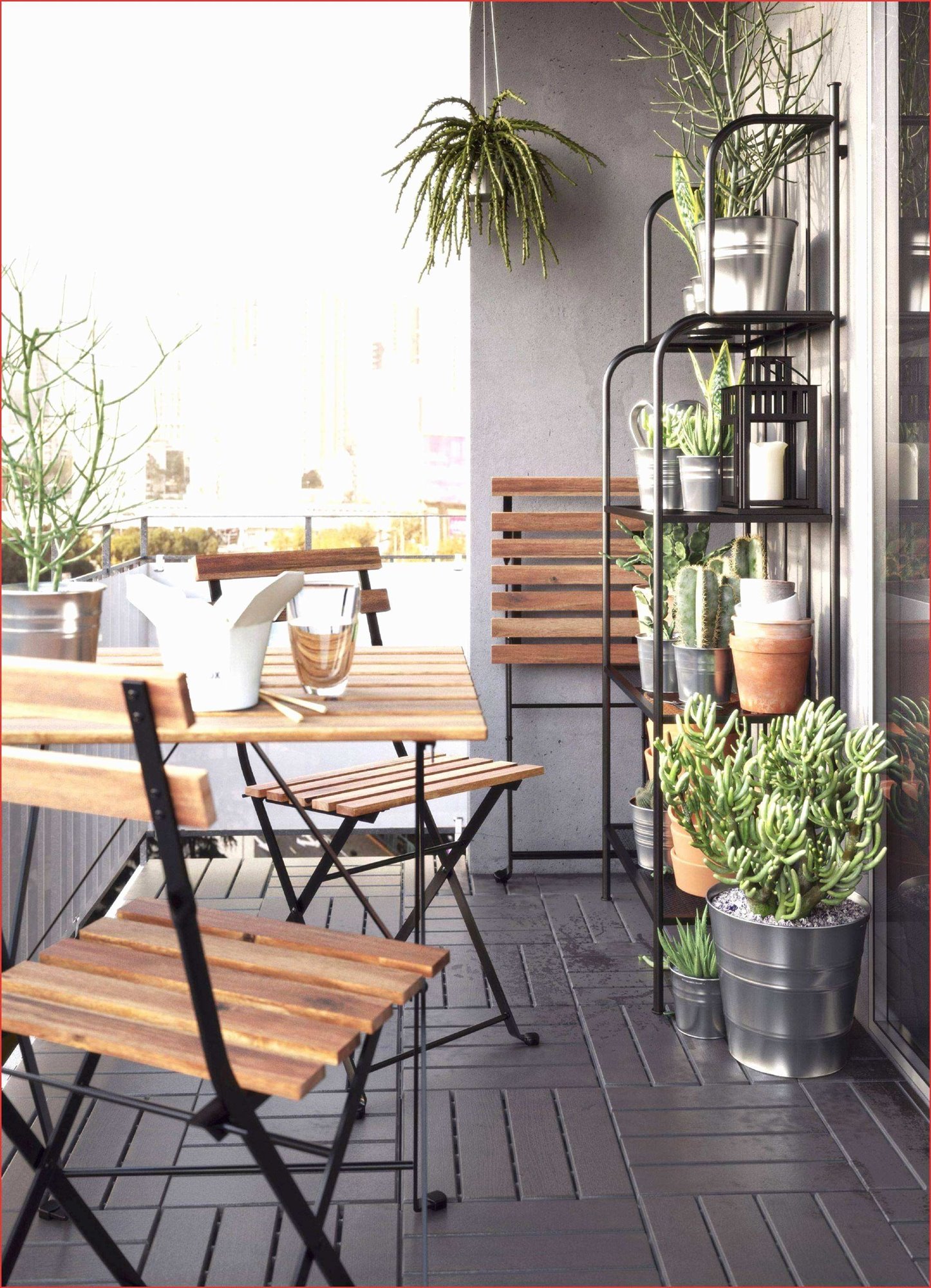 Balcon con muebles plegables
