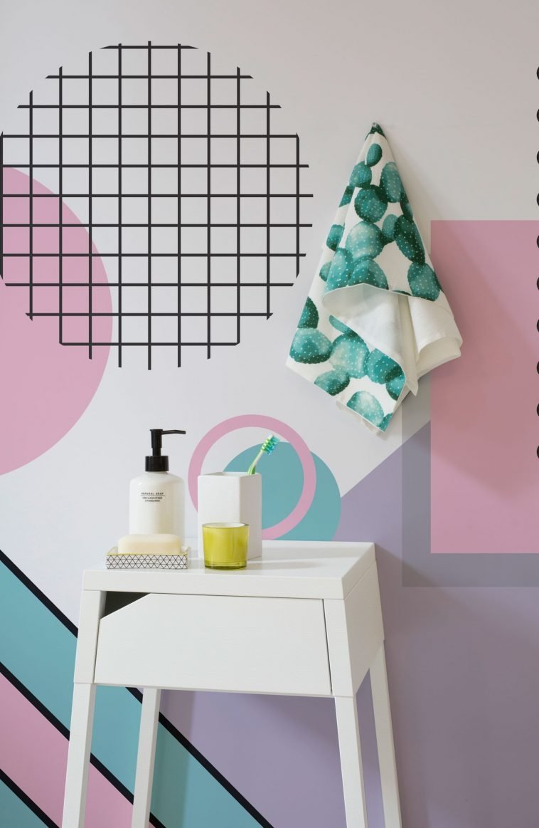 Papel de pared inspirado en el estilo memphis