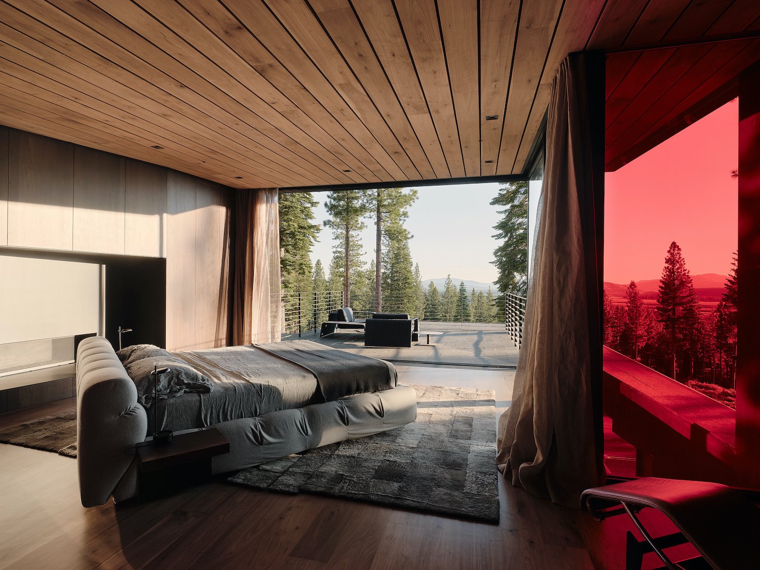 dormitorio moderno con vistas