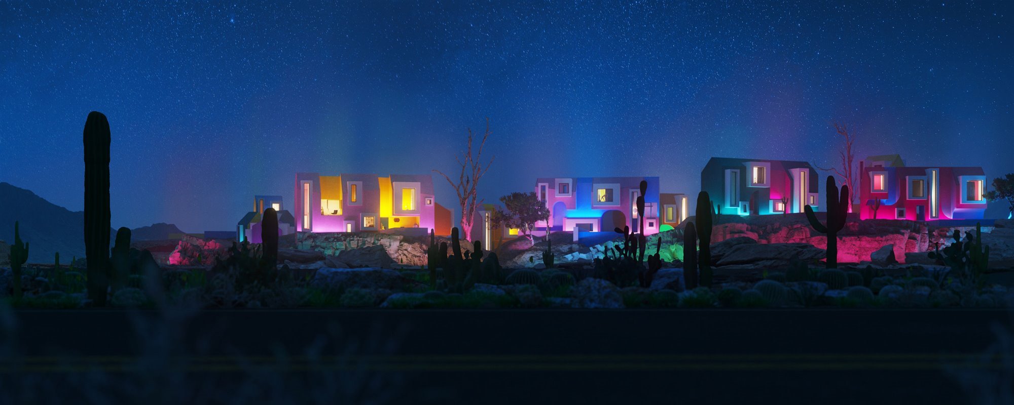 Sonora Art Village by night