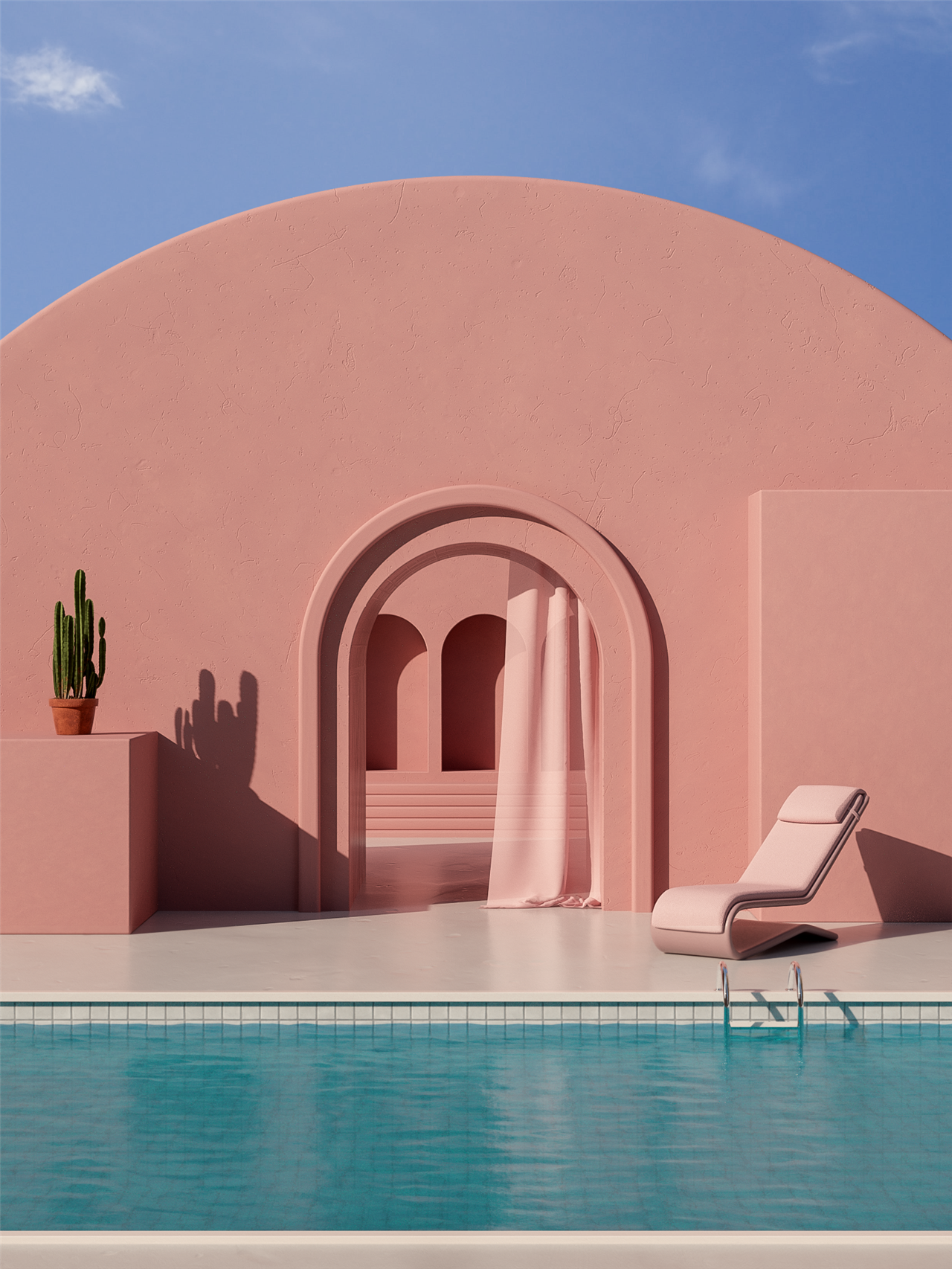 Las piscinas son un elemento recurrente en su obra. 