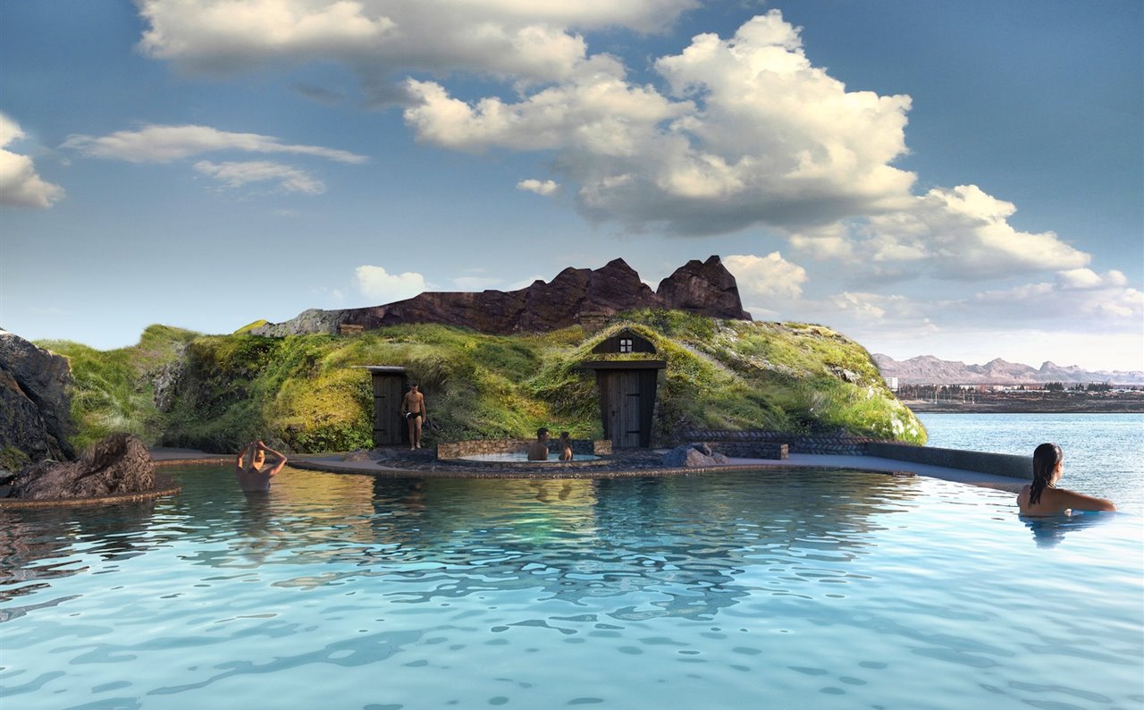 La piscina, creada aprovechando un manantial de aguas termales, se construirá con bordes de efecto infinito.