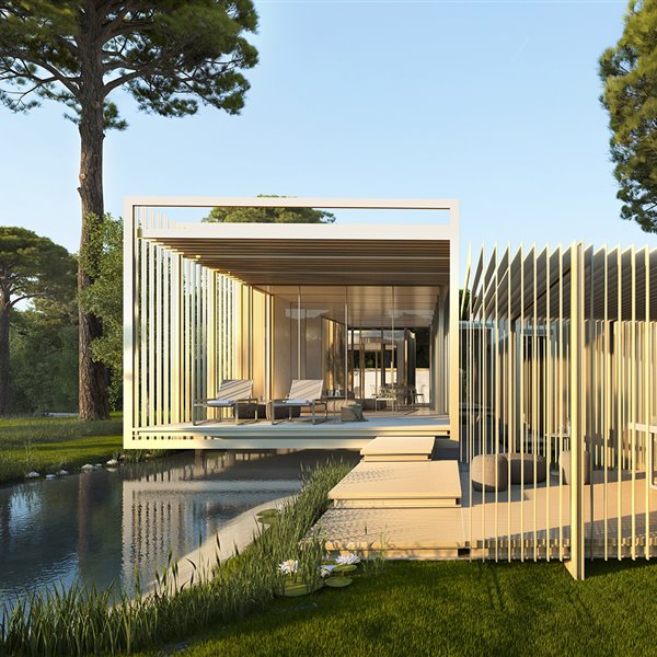 L’Olivera 4 es una villa modular donde poder decidir en la disposición y la medida de los espacios ya que no existe una limitación entre el exterior y el interior.