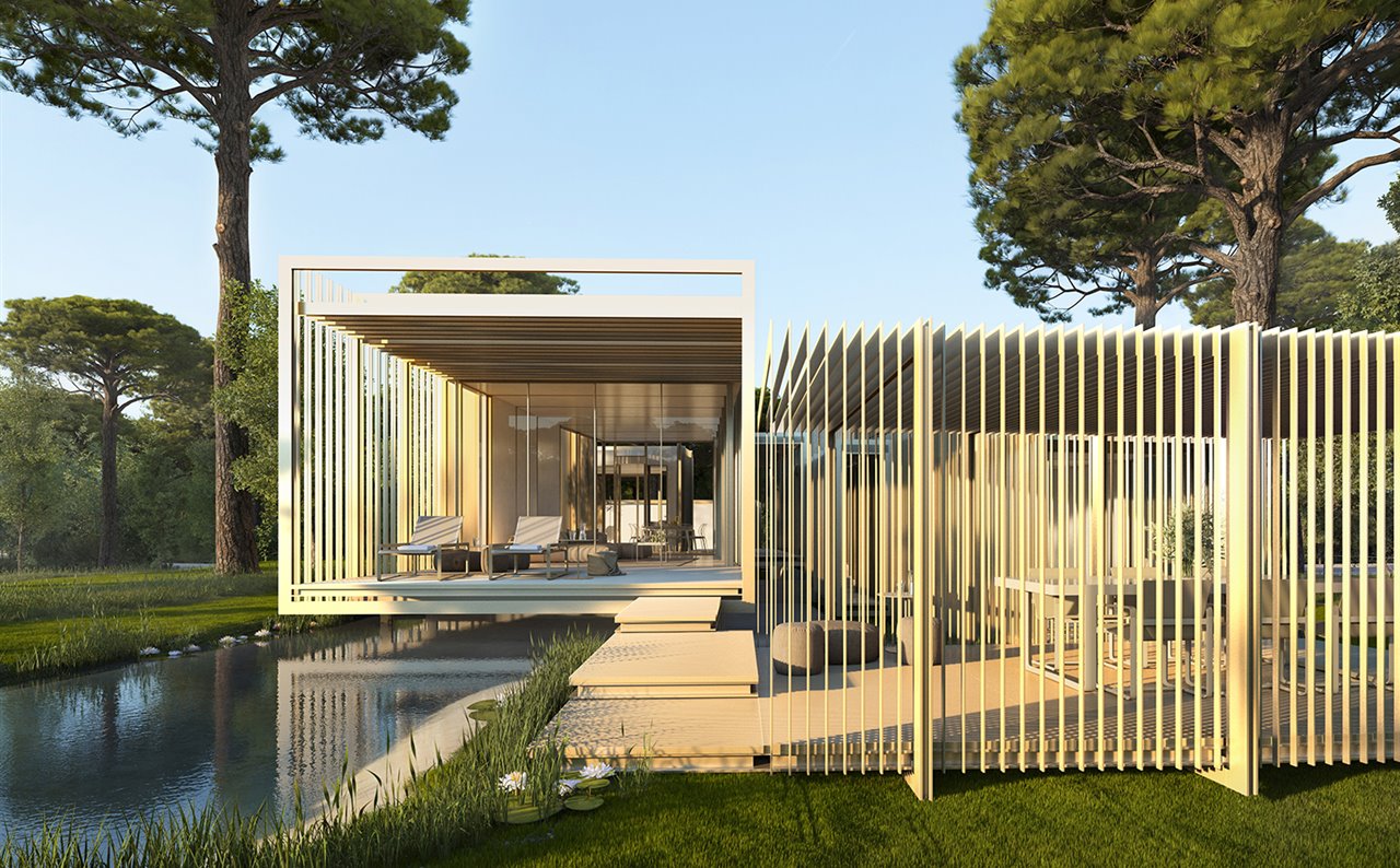 L’Olivera 4 es una villa modular donde poder decidir en la disposición y la medida de los espacios ya que no existe una limitación entre el exterior y el interior.