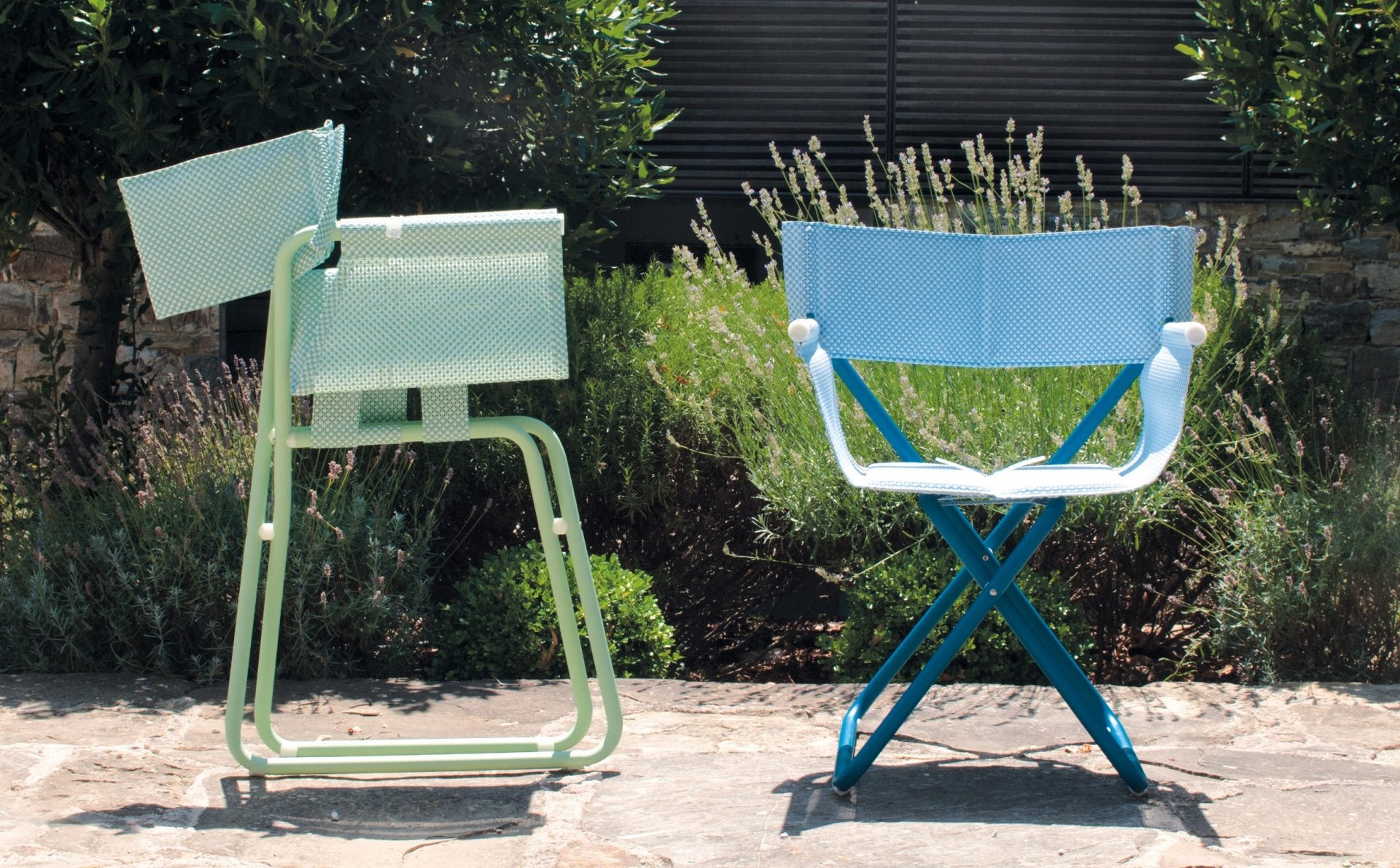 Sillas plegables con respaldo y asiento de tela