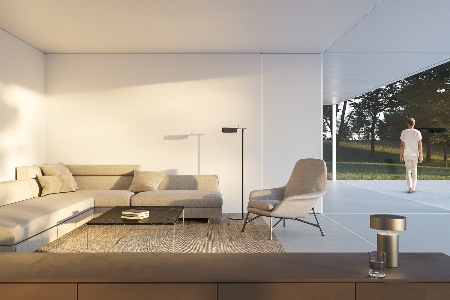 casa prefabricada fran silvestre inhaus salón a terraza