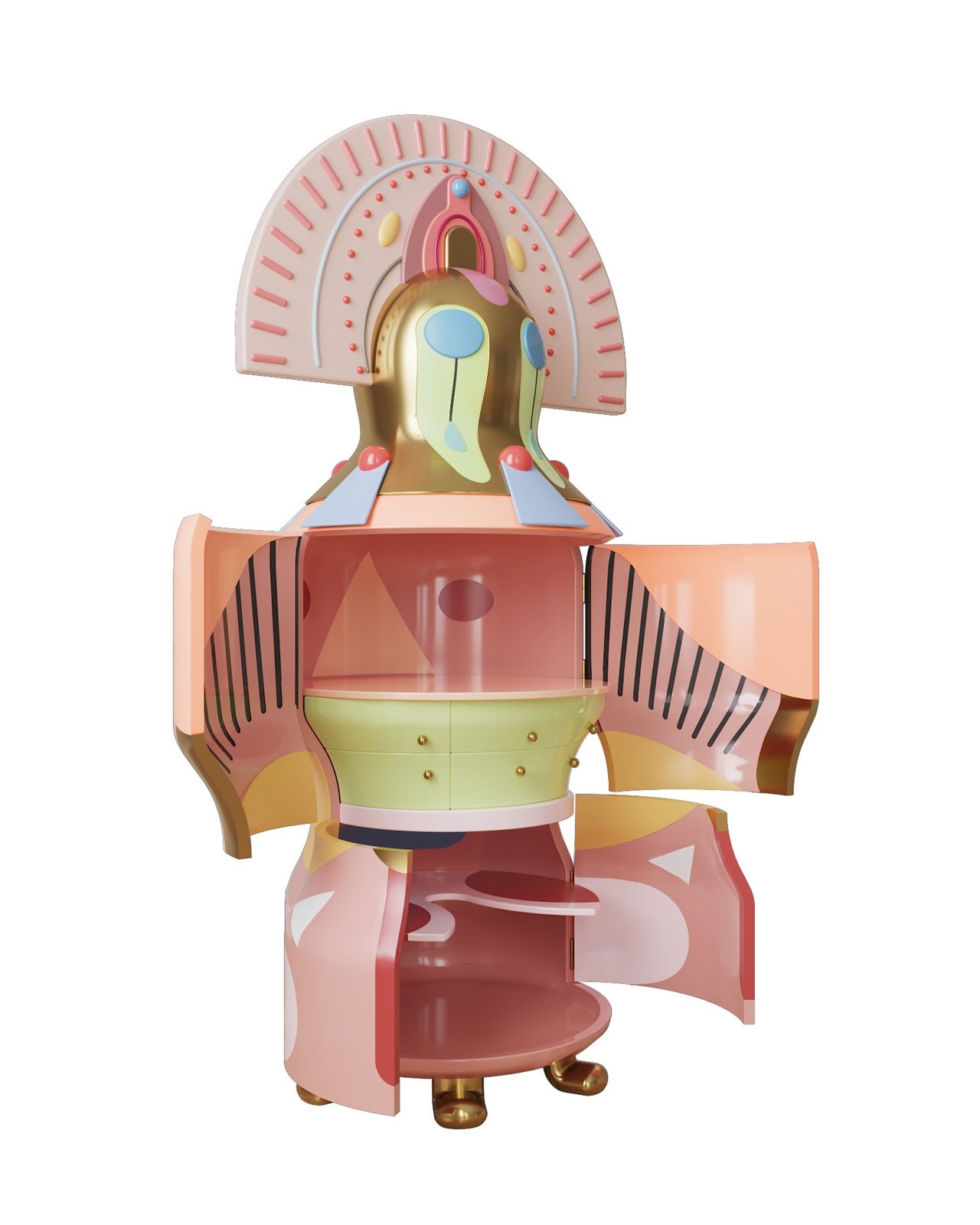 En su interior alberga un montón de cajones, que hace de esta pieza no solo una figura decorativa, sino también práctica. 