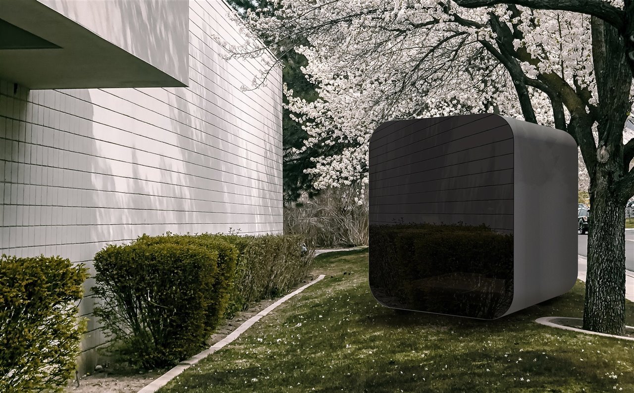 Studypod es una oficina para trabajar en el exterior con un diseño contemporáneo y con la posibilidad de incorporar un escritorio desmontable. 