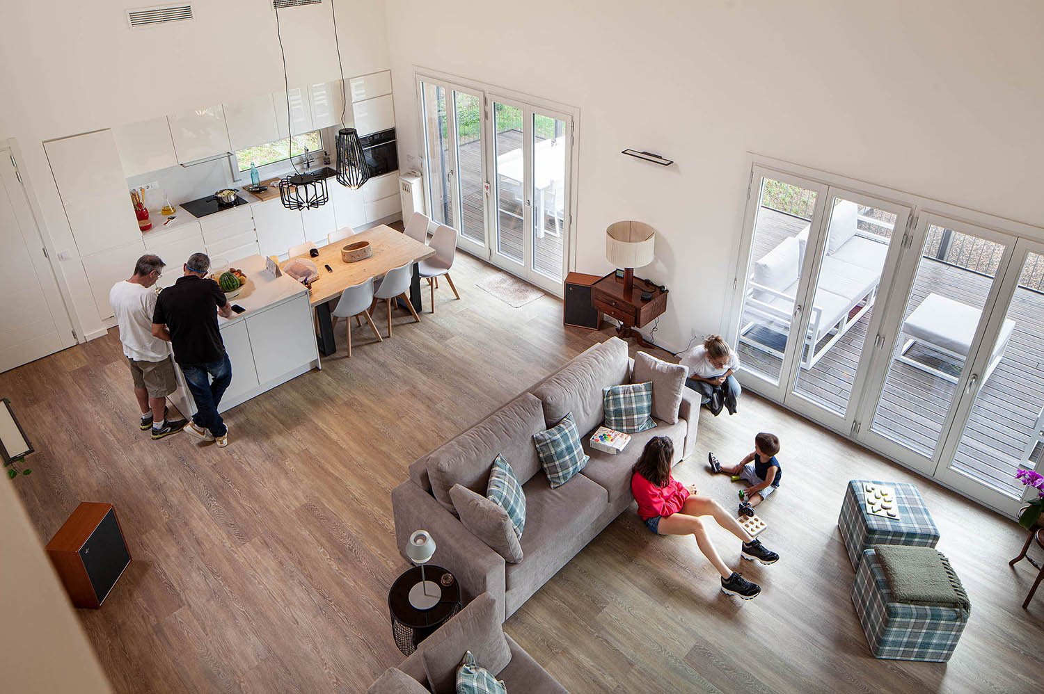 casa prefabricada house habitat salón doble altura
