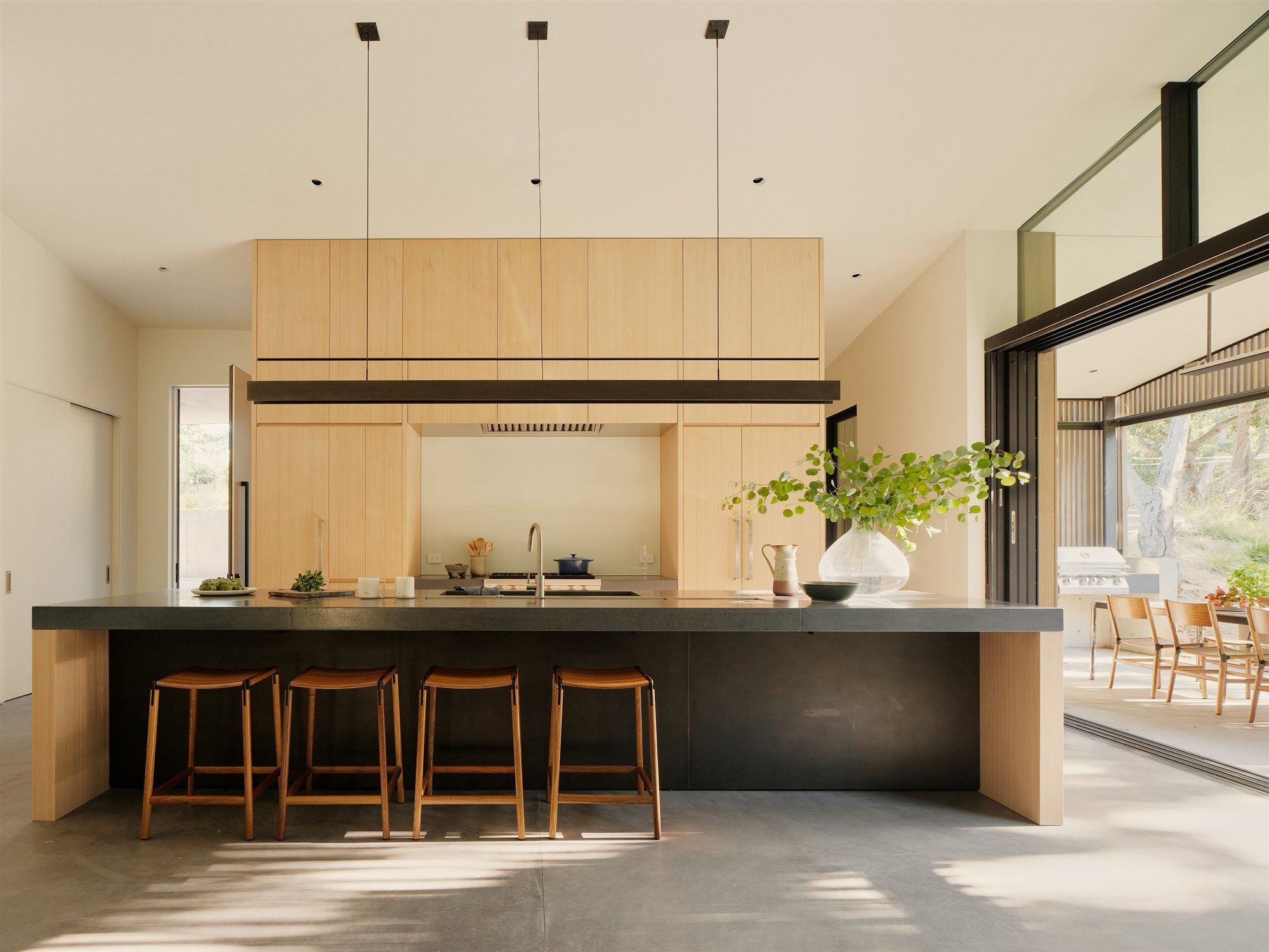 Cocina de madera abierta