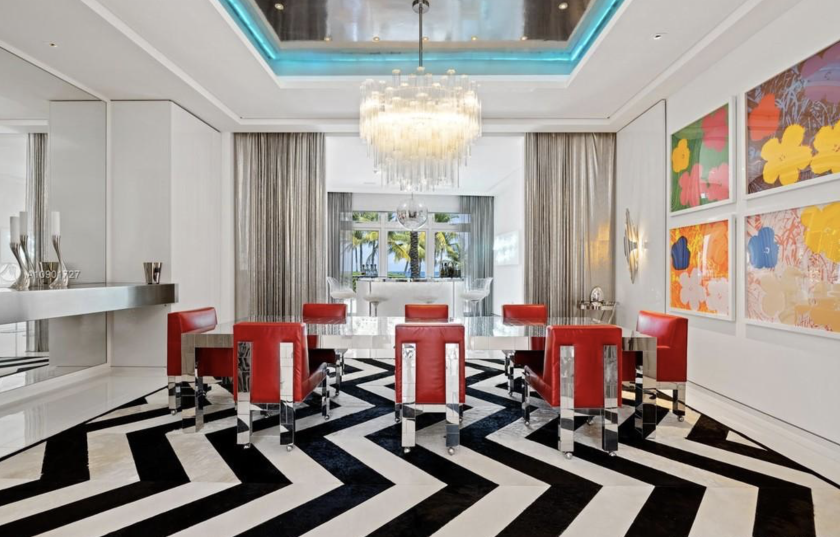 Casa Tommy Hilfiger comedor alfombra blanco y negro