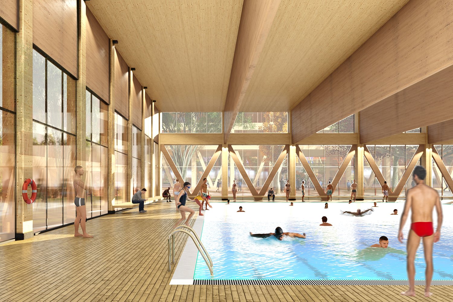 Ciudad autosuficiente china Guallart Architects piscina