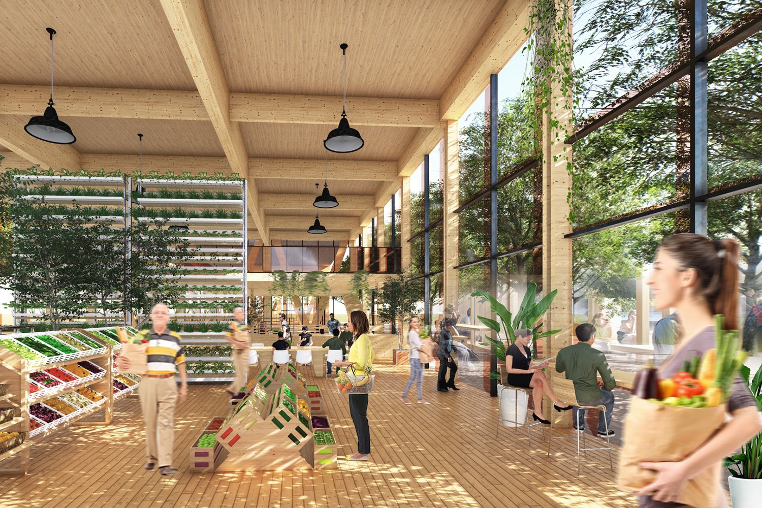 Ciudad autosuficiente china Guallart Architects supermercado