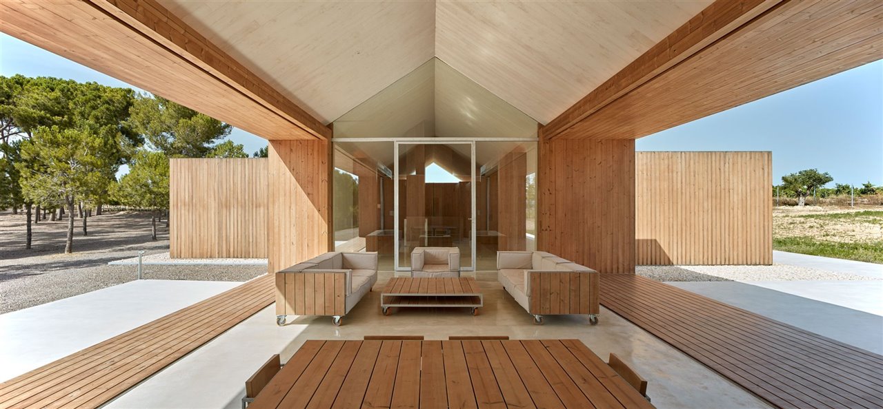 El interior del proyecto Refugio en la Viña, que resultó ganador del premio europeo de CEMEX en residencia y el de la Bienal Ibero Americana, entre otros