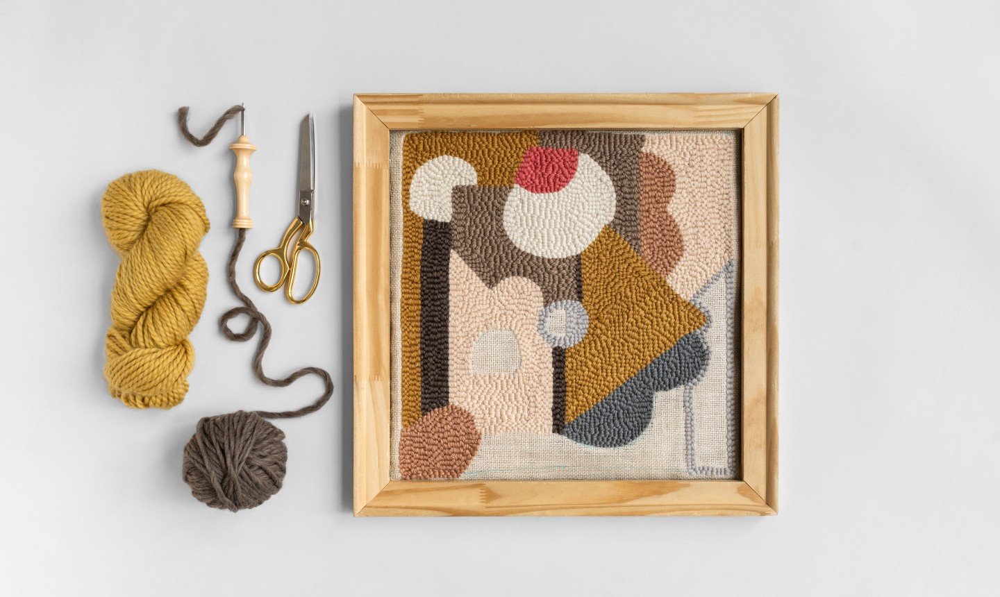 Cuadro bordado con la tecnica de punchneedle con lana manualidades
