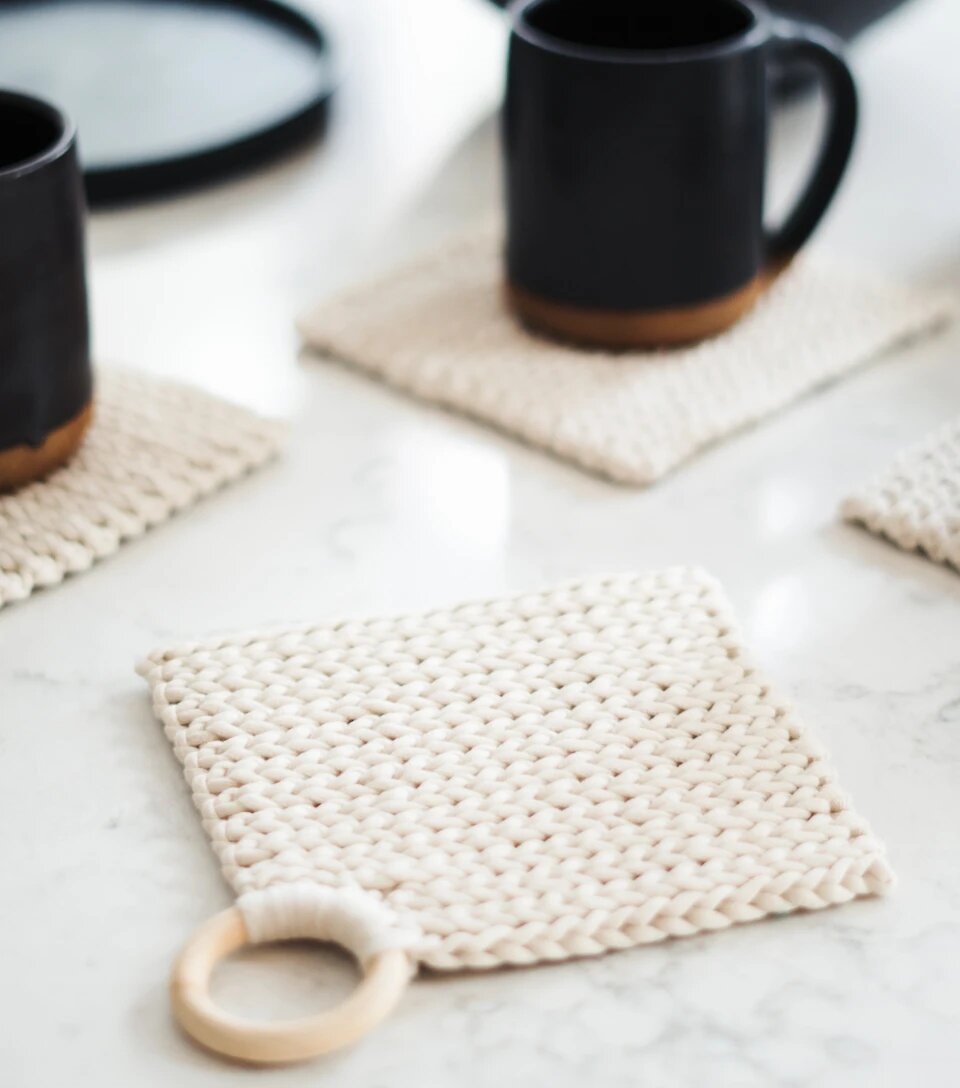 Posavasos de crochet ganchillo con arandela de madera manualidades