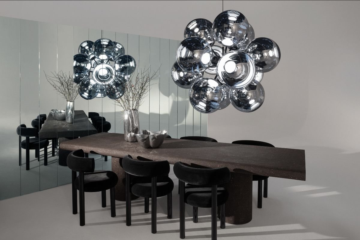 Cork Tom Dixon mesa y lamparas