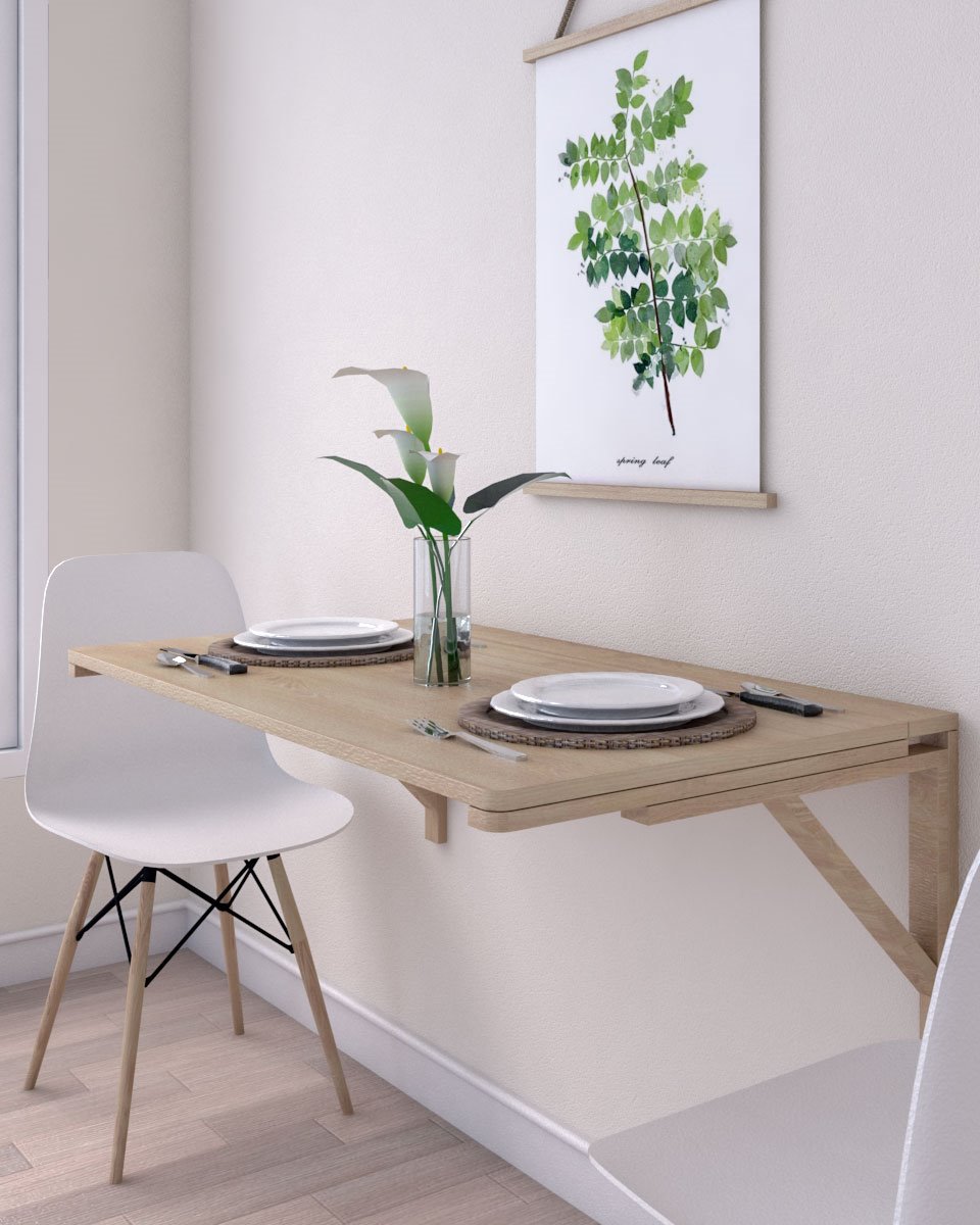  Mesa plegable de madera para montar en la pared, mesa