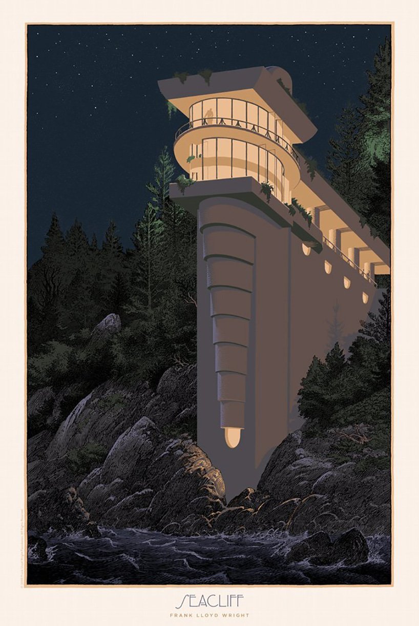 frank-lloyd-wright-exposición-posters-004. Seacliff © francois schuiten