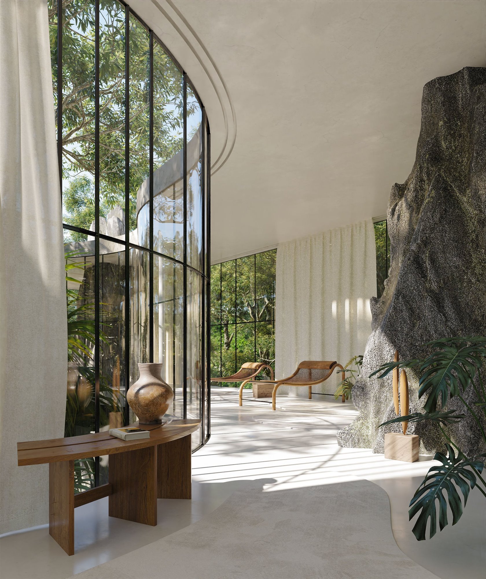 Paredes de cristal de una casa moderna