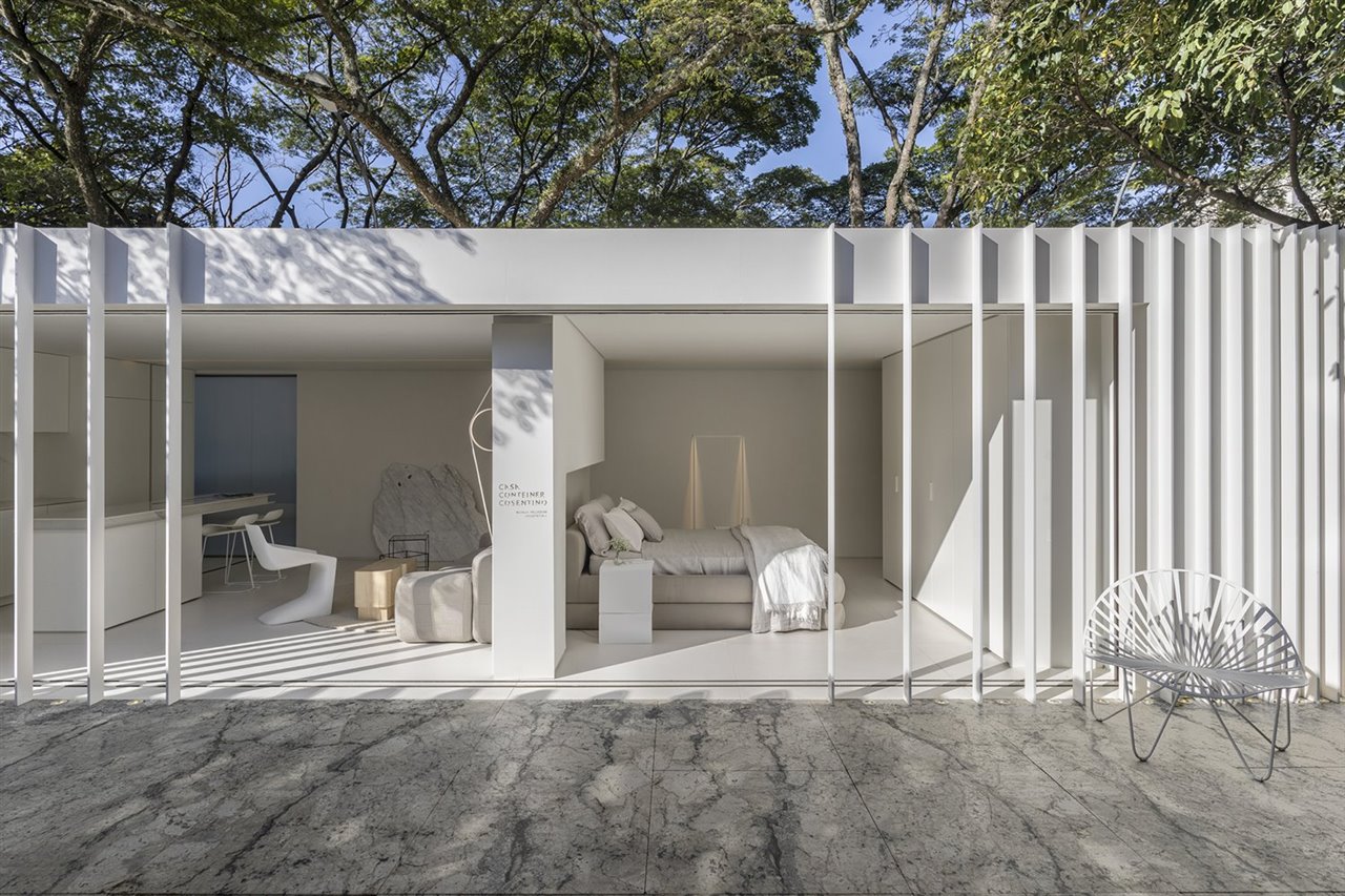 Casa Contêiner Cosentino, espacio diseñado por Marília Pellegrini para CASACOR São Paulo 2019 con dos contenedores y recubierto con Dekton.