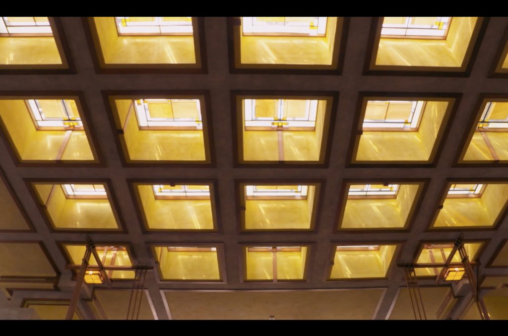 Unity-temple-Frank-Lloyd-Wright-documental Brad Pitt interior
