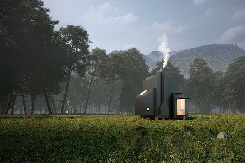 Casa prefabricada para estudiantes diseñada por AMDL circle y Michele de Lucchi en mitad del campo
