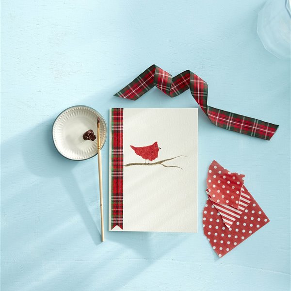 Postal de Navidad hecha con washi tape