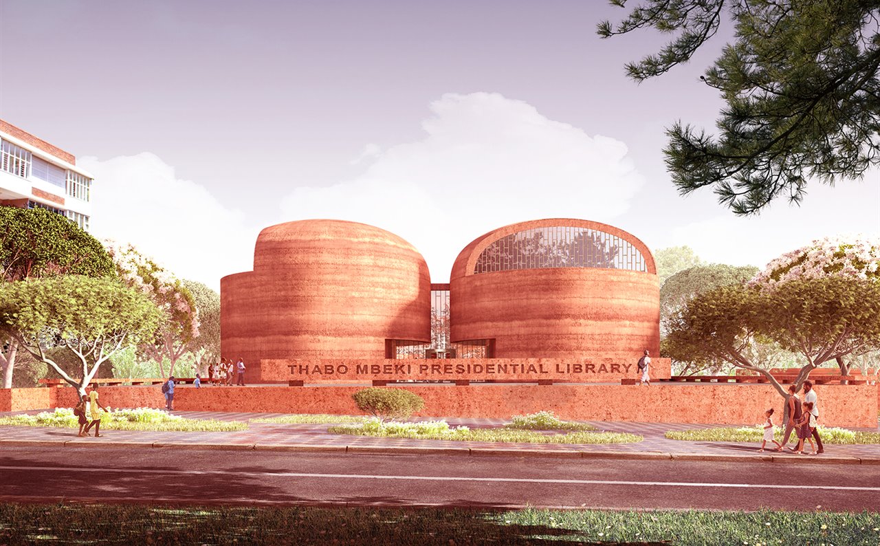 El diseño de la biblioteca evoca los silos de grano, una metáfora de la preservación y difusión del conocimiento.