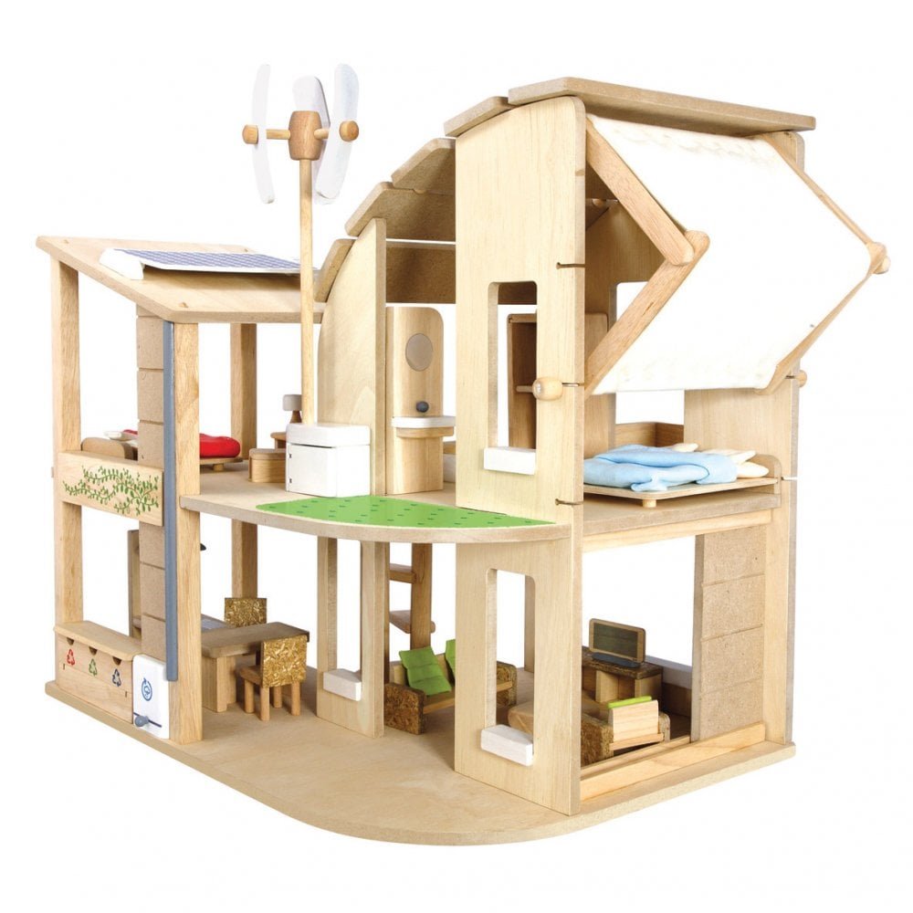 Casa de madera ecologica para que jueguen los niños regalos de navidad. Conciencia Eco