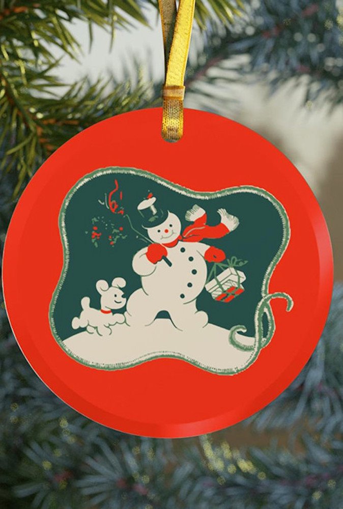 Decoracion de Navidad con un muñeco de Nieve. 1970