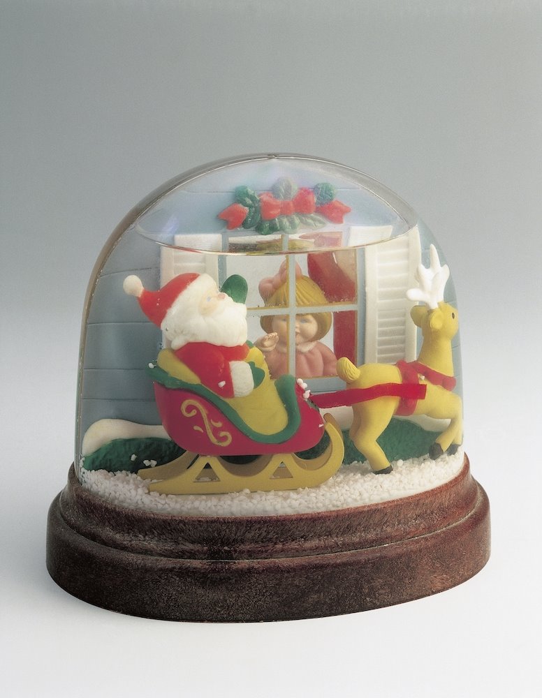 Bola de Navidad con papa noel y un reno vintage