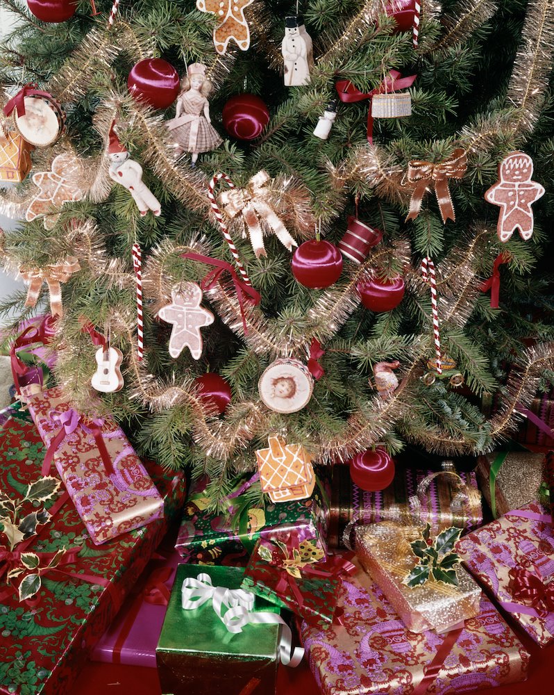 Decoracion de arbol de navidad de los años ochenta