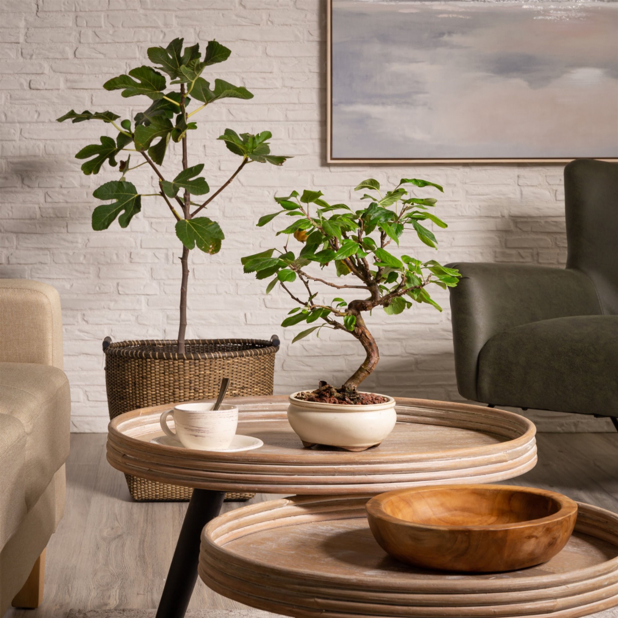 salon con decoración Japandi