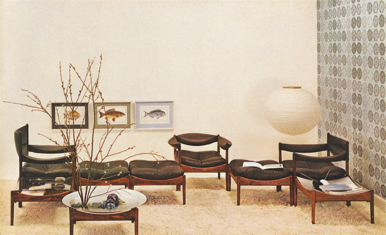 Sillones, puf y mesas diseñadas por Christian Vedel