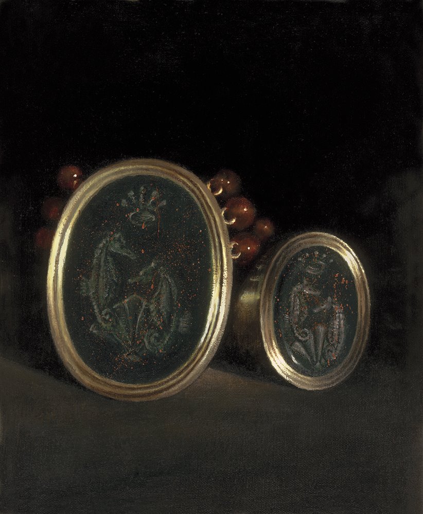 El emblema de la colección representado en un óleo sobre lienzo de Jorge Diezma.