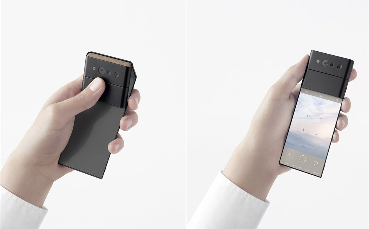 El smartphone creado por Nendo para OPPO se despliega por secciones para revelar la pantalla táctil.