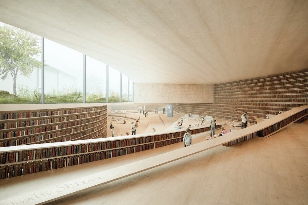 Como suele ser habitual en Kengo Kuma, la madera es el material protagonista. Estas texturas cálidas representan un homenaje a la arquitectura tradicional escandinava.