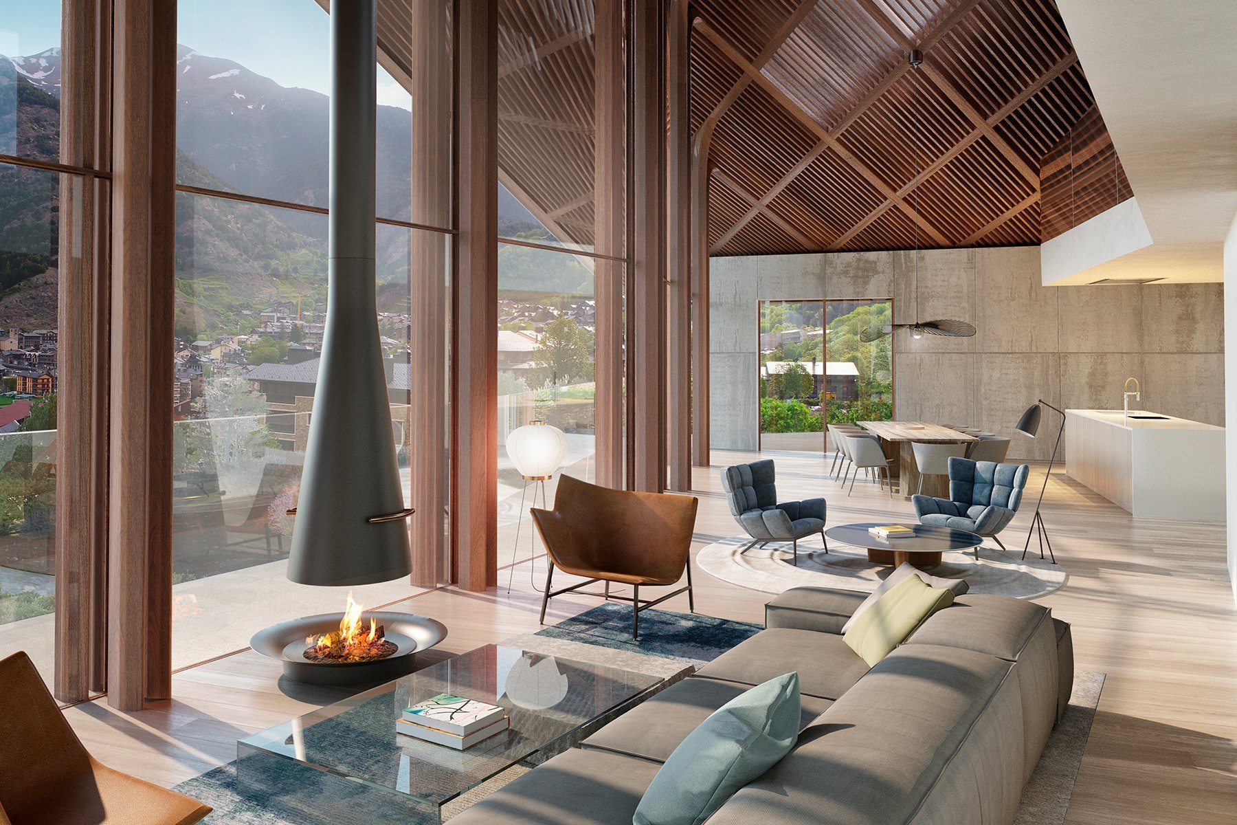 Duplex salon con chimenea en Ordino Andorra