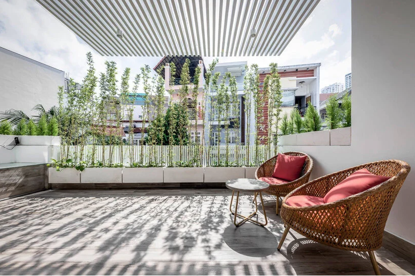 terraza dormitorio casa en vietnam