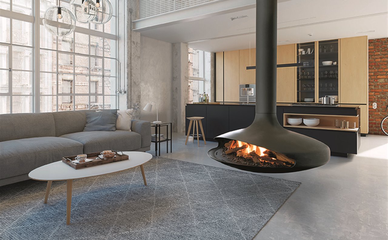 La versión de gas de la chimenea Gyrofocus con cero emisiones mantiene su mítico diseño