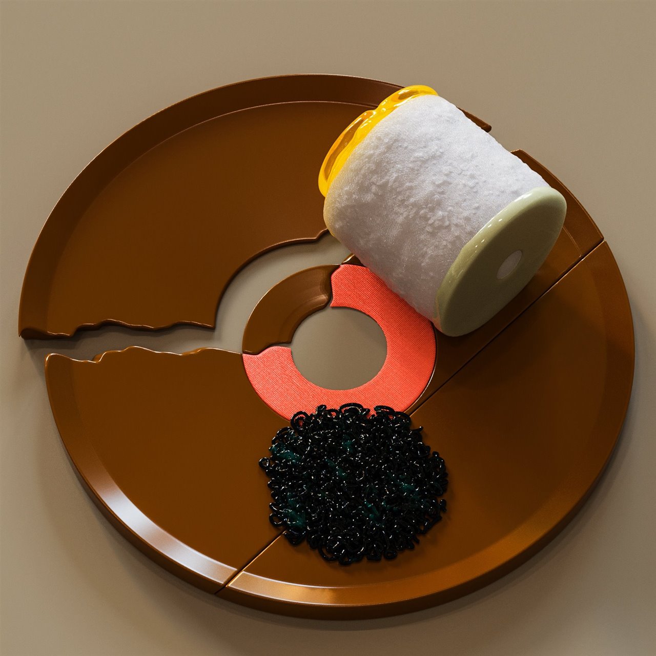 Sobre el plato agrietado, la deconstrucción artística de un bocado japonés.