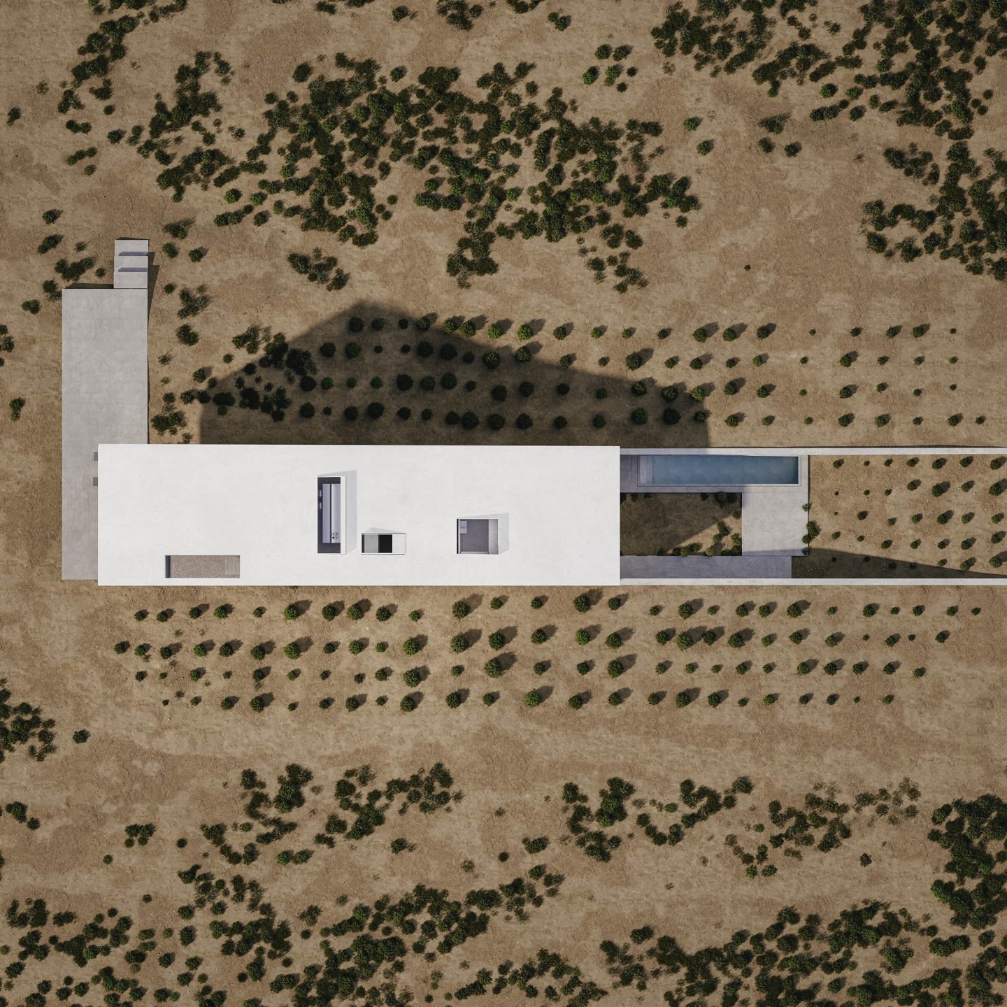 Casa de arquitectura moderna en grecia de color blanco vista aerea