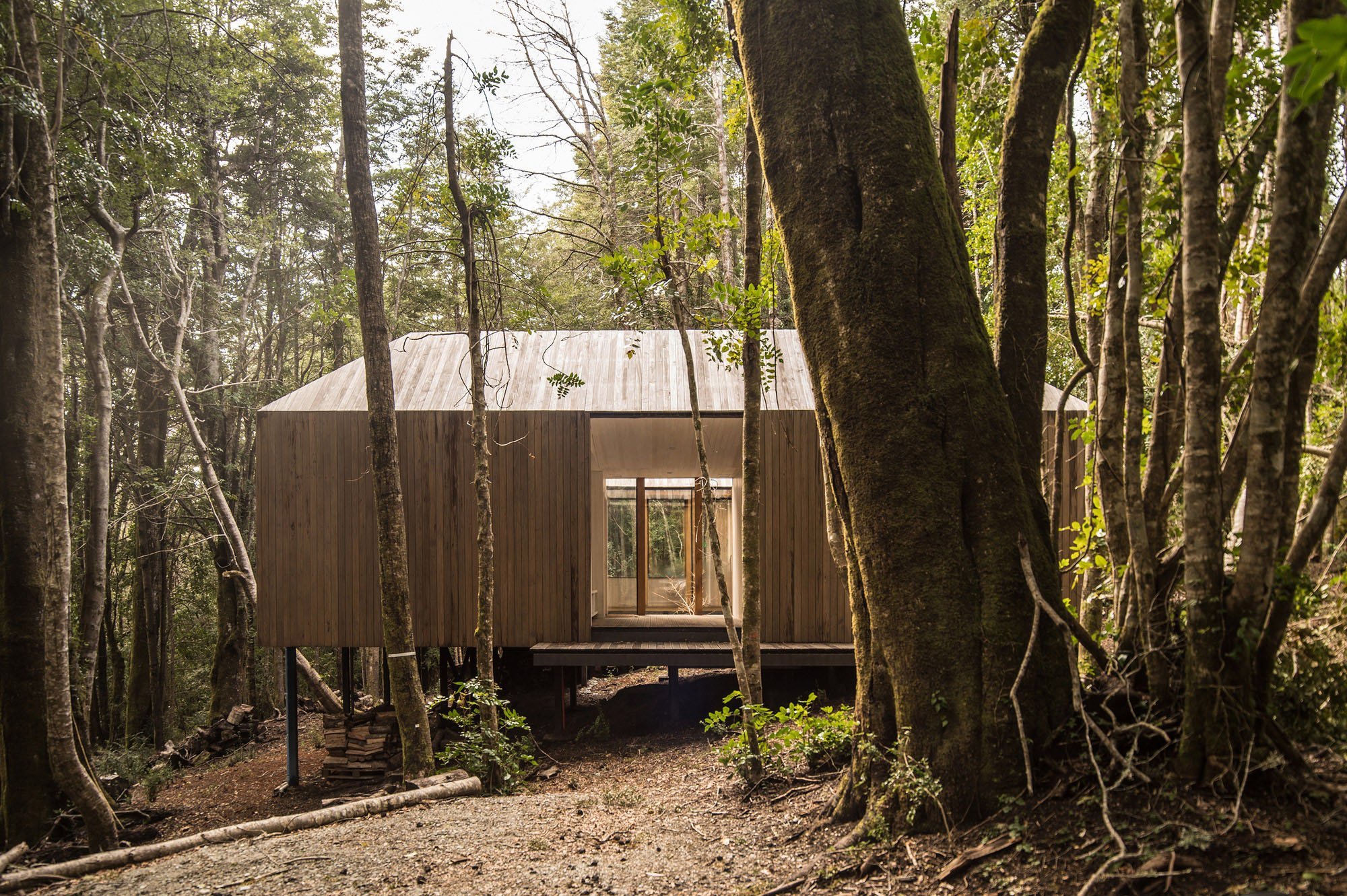 Casa de madera en mitad de los bosques de chile
