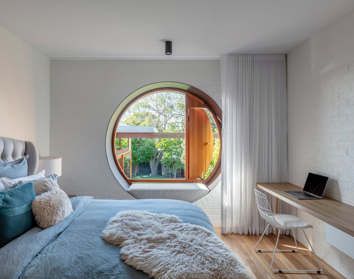 Casa moderna con fachada de hormigon en Sidney dormitorio