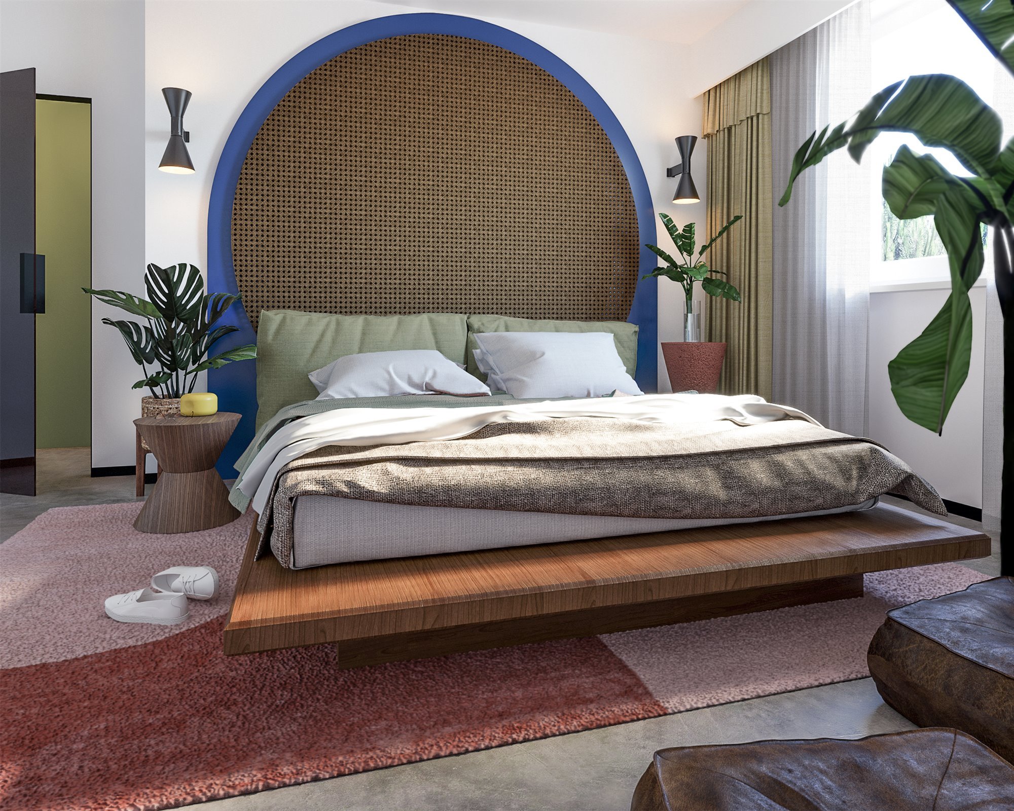 Piso en Roma con decoracion de interiores moderna dormitorio