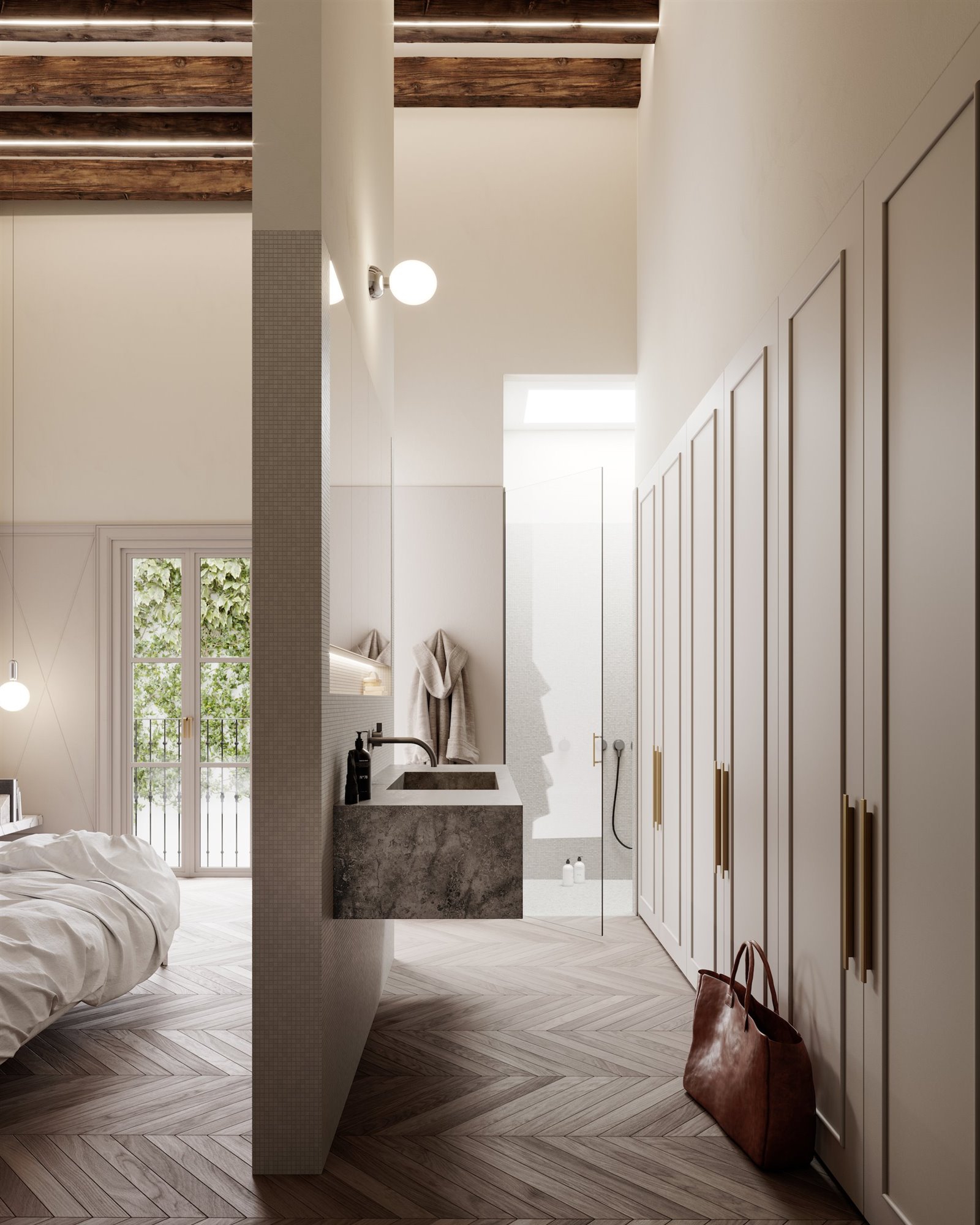 Casa de vacaciones en Palma de Mallorca con piscina en el tejado baño vestidor