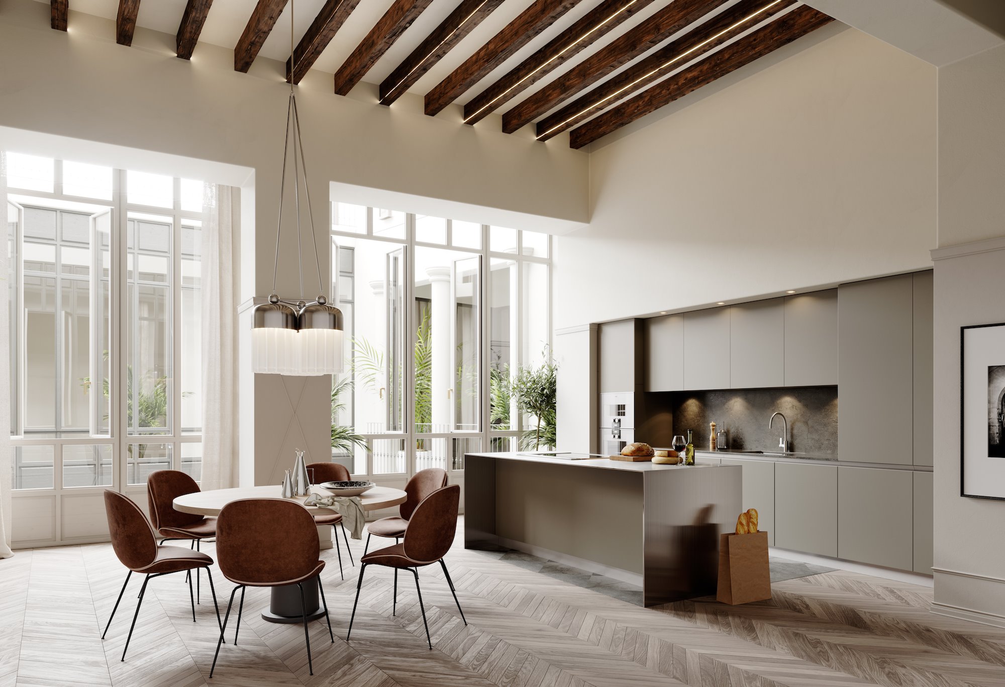 Casa de vacaciones en Palma de Mallorca con piscina en el tejado cocina