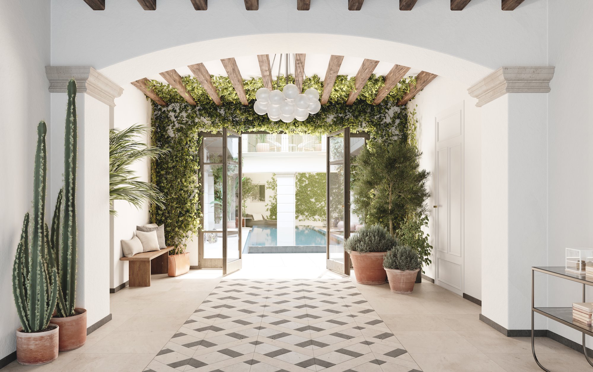 Casa de vacaciones en Palma de Mallorca con piscina en el tejado entrada